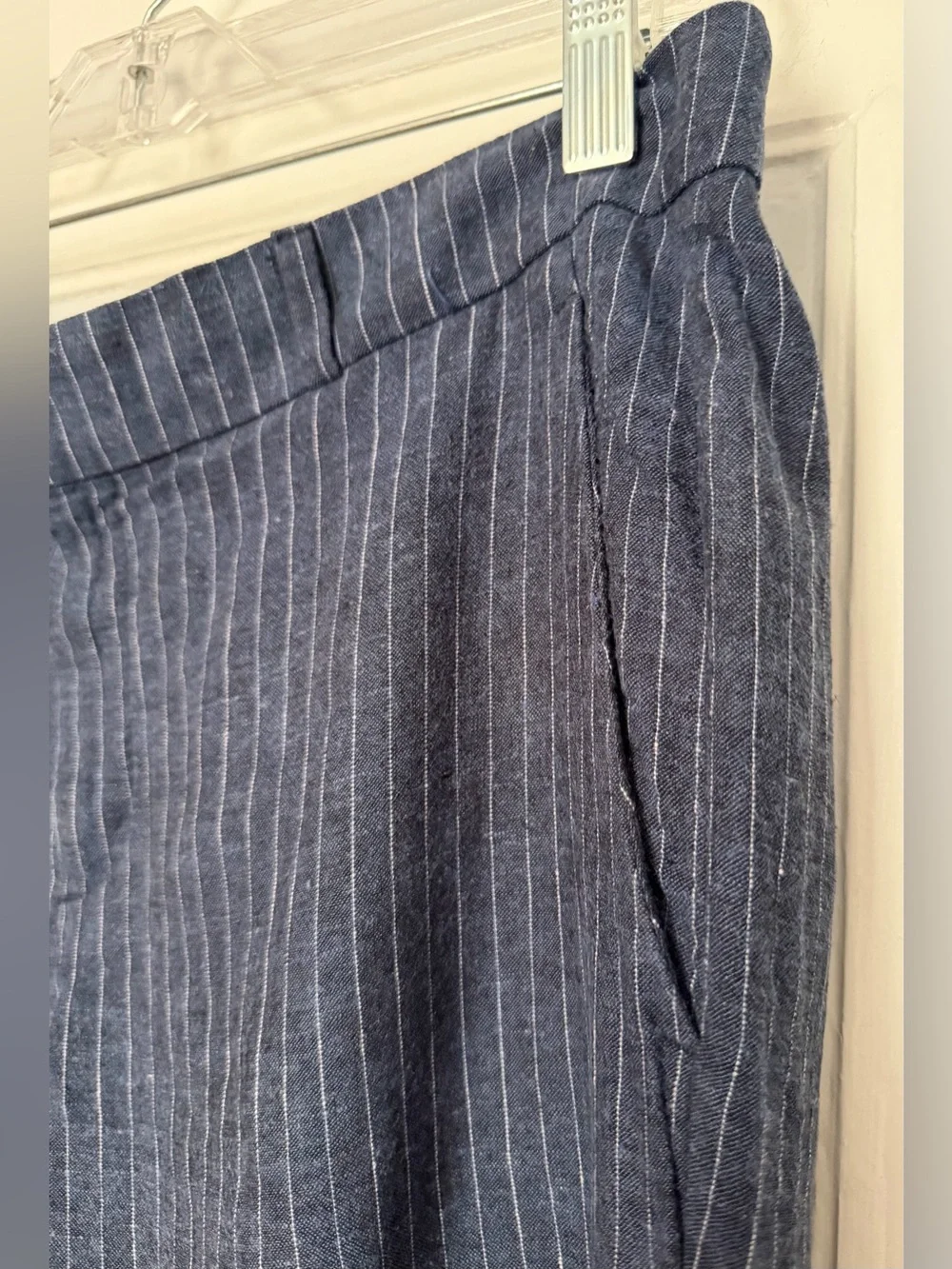 Banana Republic Navy Pinstripe Linen Dress Pants